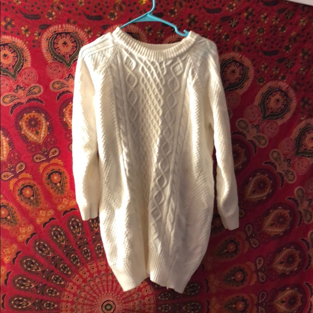 white sweater dress